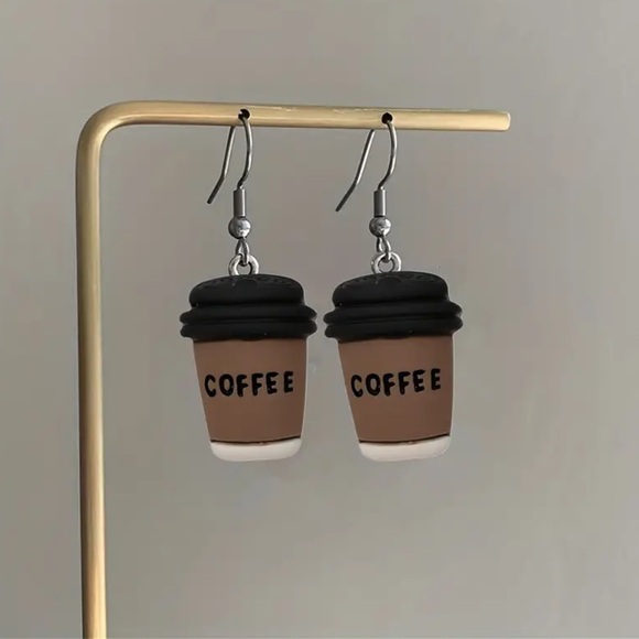 Coffee Cup Hook Earrings - Picture 1 of 2